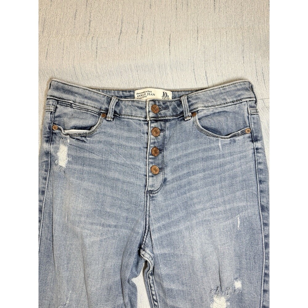 Abercrombie & Fitch High Rise Distressed Ankle Jeans Women's 30/10R L 30x26 - Picture 4 of 7